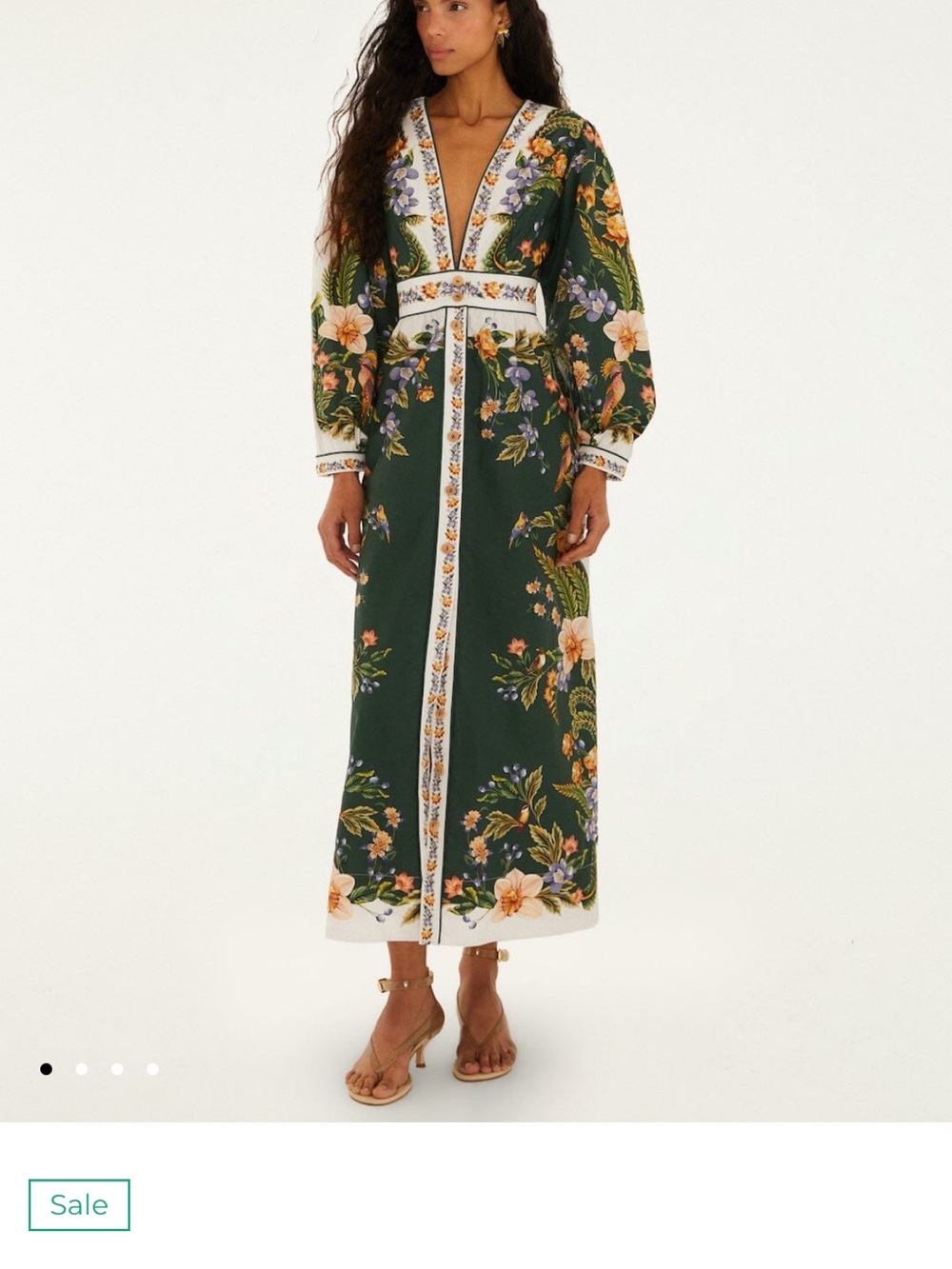 Green Nature V Neck Buttoned Maxi Dress - Picture 2 of 2